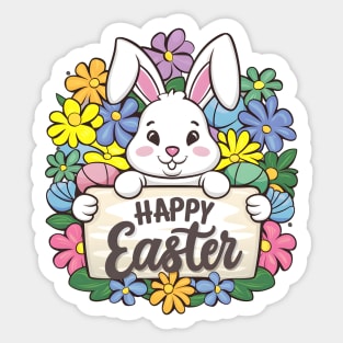 Happy Easter Bunny And Cat And Dog Mom Dad Boys Girls kids Sticker